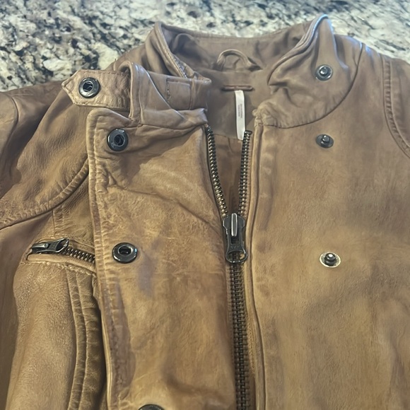 Free People bronze real lamb leather jacket Sz L NWOT - Picture 11 of 14